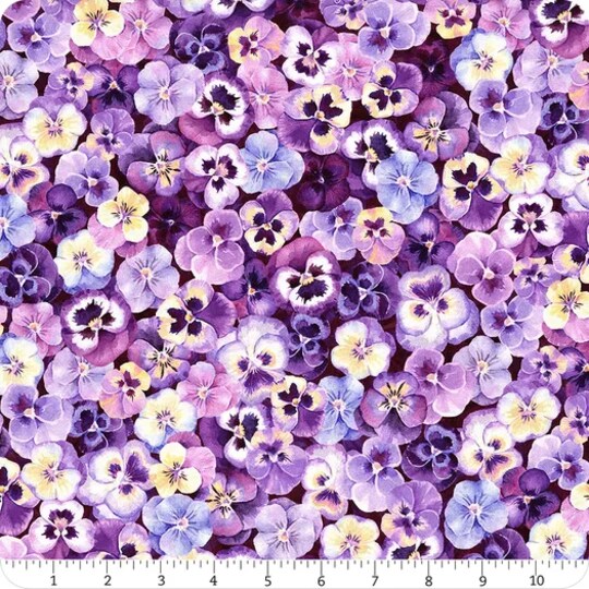 Fabric Hoffman Purple Pansy Flower Shoppe by the Quarter Yard W5482-14